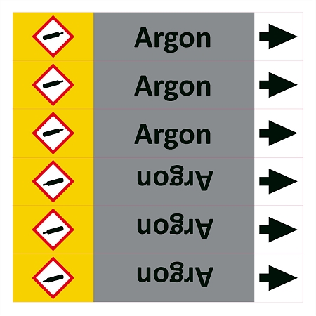 Značení potrubí ISO 20560, argon